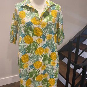 Joy Joy Tropical Theme Shirtdress - Large
